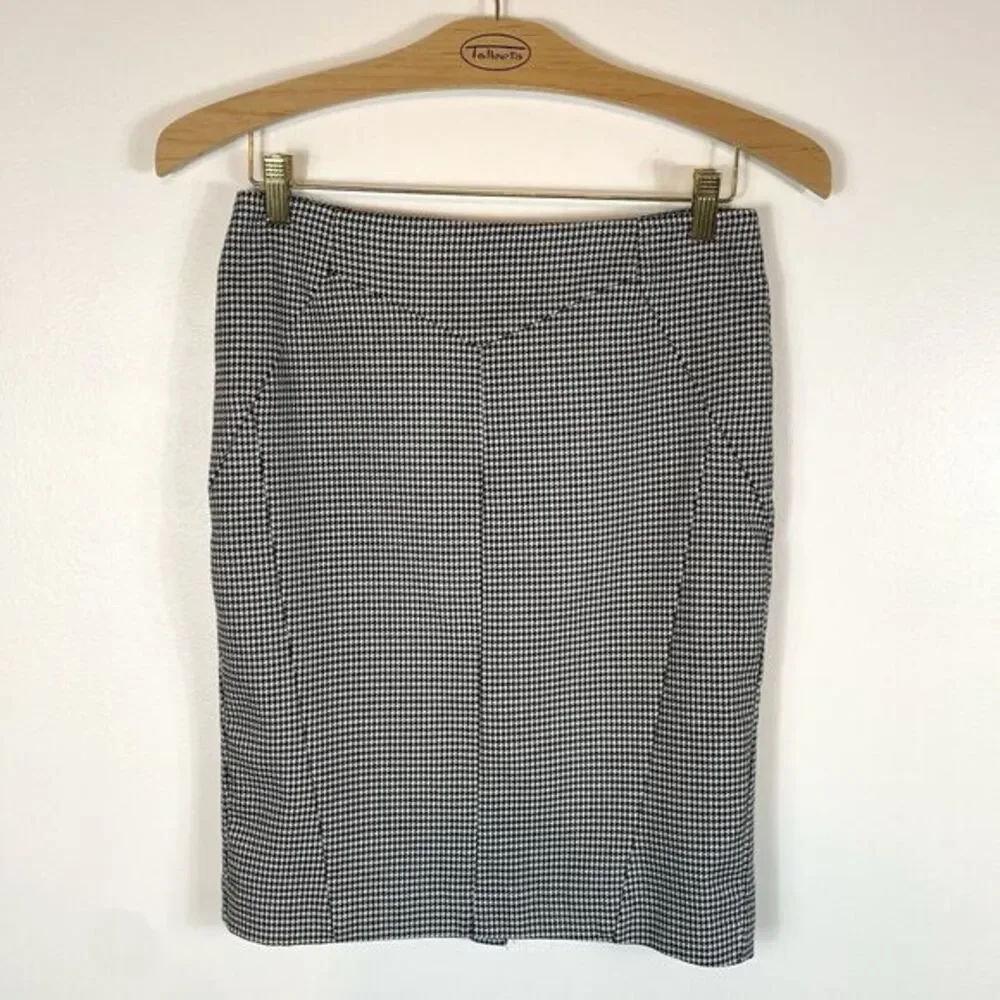 Worthington Stretch Houndstooth Black and White Pencil Knee Length Skirt Size 4